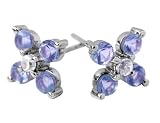 Tanzanite Flower Gemstone Stud Earrings in White Gold