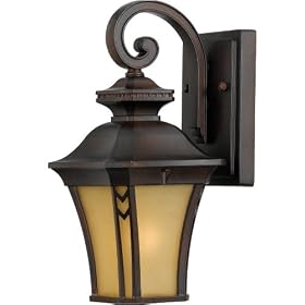 Quoizel NF8406TB Norfolk 12-1 2-Inch Small Wall Lantern with Amber Glass, Terra Bronze by Quoizel
