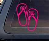 Hibiscus Flower on Flip Flop Car Decal / Sticker - PINK