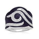 Sterling Silver Enamel Diamond Ring