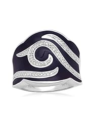 Sterling Silver Enamel Diamond Ring (1/6 cttw, I-J Color, I2-I3 Clarity)