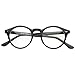 Vintage Inspired Clear Lens Small Circle Round Sunglasses (Black)