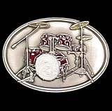 Pewter Belt Buckle - Drum Set - Pewter Belt Buckle