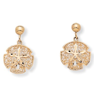 10k Gold Sand Dollar Earrings
