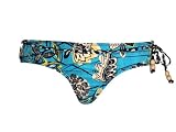 Rampage Bikini Bottom Blue Small w/ Brown Leaf Print & String Belt