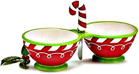 Cute Christmas Relish Dish & Spreader Set Ceramic Sweets for Santa Collection