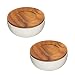 Natural Elements Set of 2 Ceramic Bowls both with Acacia Wood Lids