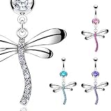 Belly ring with dangling jeweled dragonfly