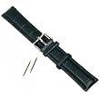 Long Black Leather Gator Grain Watchband 20mm Band