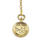 New Gold Tone Vintage Horses Case Quartz Pocket Watch