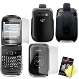 Holster Case w/ Ratcheting Belt Clip & LCD Screen Guard / Protector for RIM Blackberry Style 9670