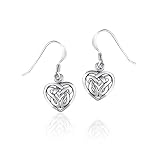 Valentines Day Bling Jewelry Sterling Silver Celtic Knot Open Heart Drop Earrings