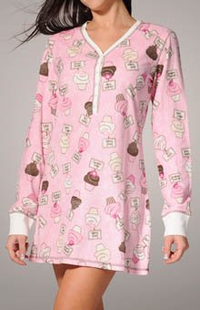 PJ Salvage Cupcake Choices Velour Thermal Sleepshirt (CCHNS) S/Pink