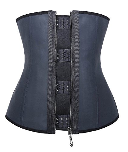 Fxford Women's Zipper and Hooks Latex Waist Trainer Corsets Shapewear Waist Cincher