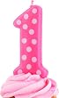 Pink 1st Birthday Polka Dot Candle