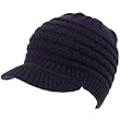Winter Ribbed Knit Jeep Skully Skull Beanie Visor Navy Blue