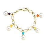 14K White or Yellow Gold Paspaley South Sea Cultured Pearl and Gemstone Bracelet