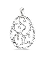 14K White Gold Diamond Dashing Diamonds Pendant With 18 Inch Rope Chain