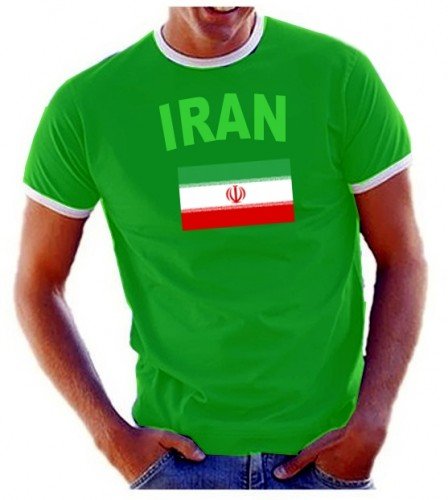 Coole-Fun-T-Shirts Herren T-Shirt Ringer, Grün, S, 10888_Iran_HERI