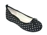 Girls Black Polka Dot Bow Flats Shoes