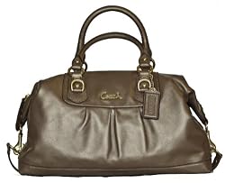 Authentic Coach Leather Ashley Large Satchel Handbag 15447 Steel