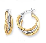 14K Two-Tone Gold Hoop Earrings - 0.75