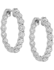 25mm Round Shared prong Set Diamond Hoop Earrings 4.97ct