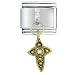 Golden Italian Charm Rhinetone Celtic Cross Religious