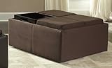 IMAGE OF Homelegance Contemporary Storage Ottoman with Four Flip Top Tray Inserts, Mocha Microfiber