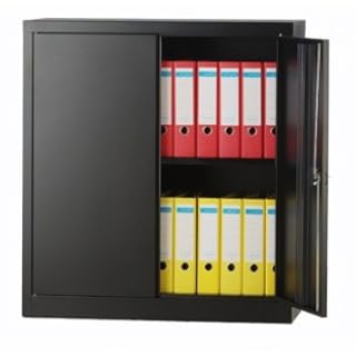 Bisley Flügeltürenschrank Universal Stahl 4 Ordnerhöhen 3 Fachböden schwarz