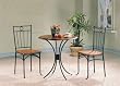 3pc Bistro Metal & Wood Dining Tea Table & 2 Chairs Set