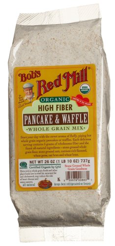 Bob's Red Mill Organic High Fiber Pancake & Waffle, Whole Grain Mix, 26-Ounce Bags (Pack of 4)
