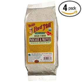 Bob's Red Mill Organic High Fiber Pancake & Waffle, Whole Grain Mix, 26-Ounce Bags (Pack of 4)