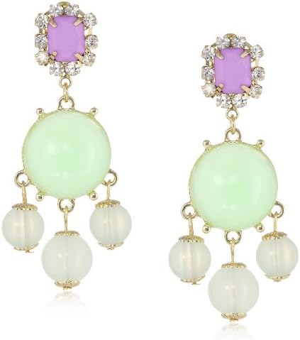 Elegant Purple and Rhinestone Accented Post Dangle Drop Earrings