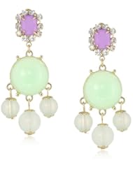 Elegant Purple and Rhinestone Accented Post Dangle Drop Earrings