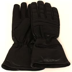 Men's Long Leather Biker Gloves W Rain Cover, Medium