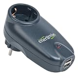Produkt-Bild: Energenie SPG1-U Blitz und &Uuml;berspannungsschutz-Adapter mit USB-Port schwarz