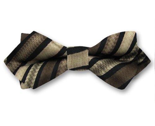 Brown - Men's Silk Self Tie Diamond Tip Bowtie