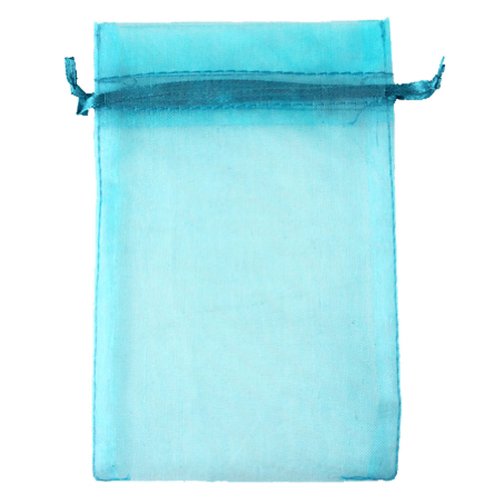 Aqua Blue 3.5×4.7″ 9x12cm Drawstring Organza Pouch Strong Wedding Favor Gift Candy Bag (Pack of 100pcs)