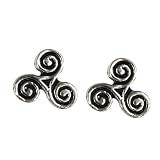 Celtic Triskelion Triple Spiral -Stud Earrings Sterling Silver
