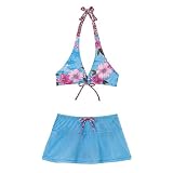 Girls' Xhilaration Tropical Oasis Swim Set with Skirt - Blue