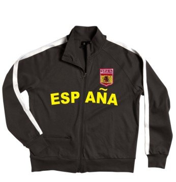 Spanien/Espana Zip Jacke mit gesticktem Wappen Gr. S-XXL schwarz/weiss XL