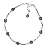 Beaded Purple Amethyst Sterling Silver Anklet