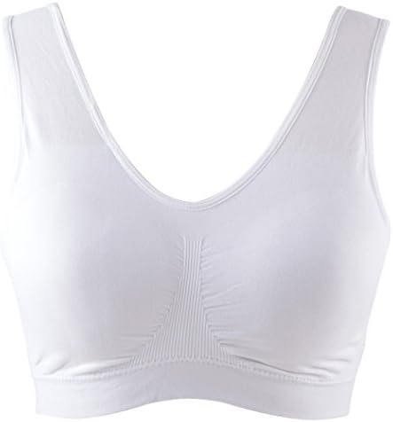 Pesail Women's Plus Size Basic Sports Yoga Seamless Bra Vest White L