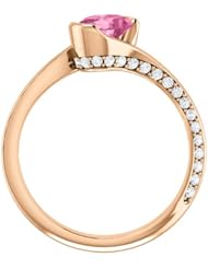 18K Rose Gold 7.00x5.00mm Oval Cut Pink Sapphire and Diamond Ring -- LIFETIME WARRANTY