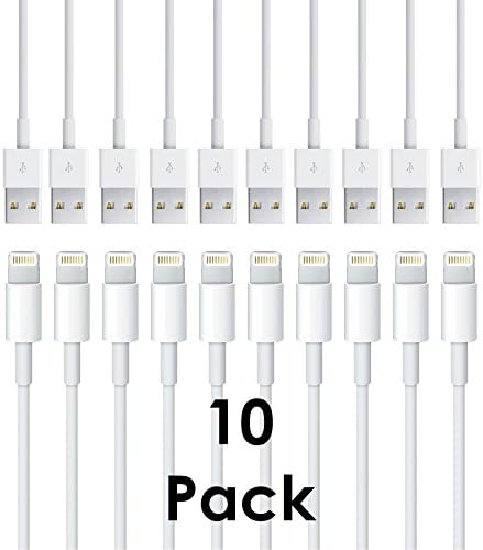 Charging Cables - 3-Feet USB Cables for iPhone 6, 6 Plus, 5s, 5c, 5, iPad Air, Air2, Mini, Mini2, iPad 4th Gen, iPod Touch 5th Gen, iPod Nano 7th Gen, iOS 8,9 (10 Pack)