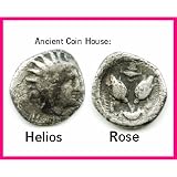 ANCIENT GREECE ¼ SILVER DRACHM. ROSE BUDS. HELIOS. RHODES. Seven wonders of the Ancient World.