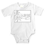 Onesie with buildings, tree, black and white, Michigan, structure, downtown, cityscape, park, Detroit