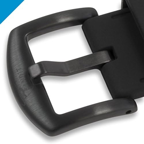Bandit Black Silicone 22mm Watch Band with Quick-Release Spring Bars and PVD Plated, Brushed Metal Buckle (Black)
