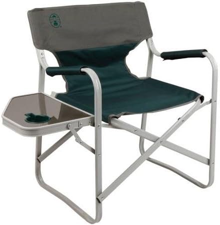 Coleman Green Deck Chair with Folding Table with Reinforced Aluminum Frame